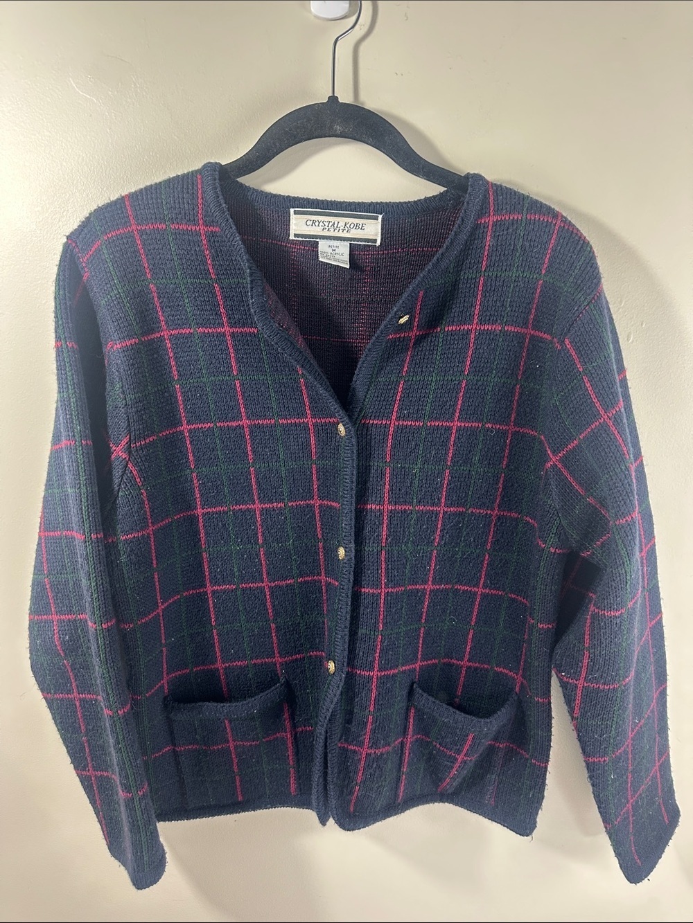 VINTAGE Sweater knit blazer cardigan Crystal-Kobe Petite Medium